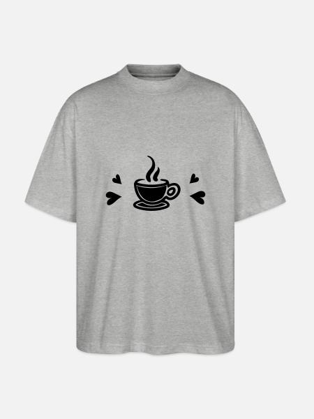 I love coffee - Stanley/Stella Oversized Unisex Organic T-shirt Blaster 2.0 - heather grey