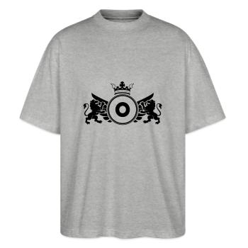 lettre O armoiries - T-shirt bio Blaster 2.0 coupe oversize Stanley/Stella Unisexe - gris chiné - Devant - Alina (178cm) & Michal (187cm)