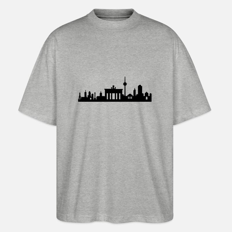 Berlin Skyline klein abstrakt - Stanley/Stella Oversized Unisex Bio T-Shirt Blaster 2.0 - Grau meliert