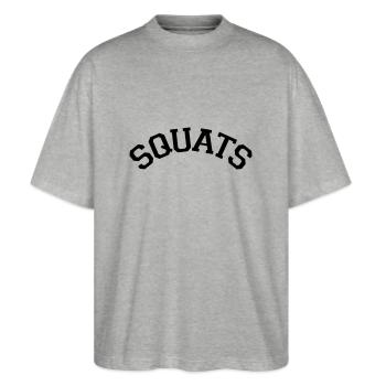 Squats Varsity Style - Stanley/Stella Oversized Unisex Bio T-Shirt Blaster 2.0 - Grau meliert - Vorne - Alina (178cm) & Michal (187cm)