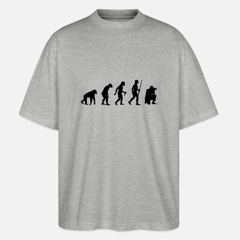 Photographer evolution - Stanley/Stella Oversized Unisex Bio T-Shirt Blaster 2.0 - Grau meliert