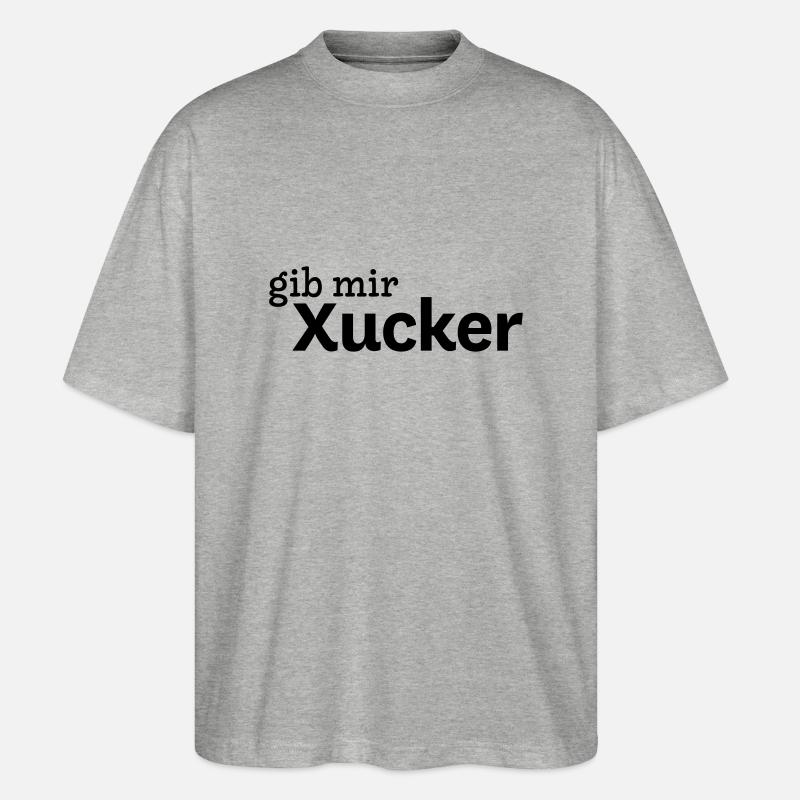gib mir Xucker - Stanley/Stella Oversized Unisex Bio T-Shirt Blaster 2.0 - Grau meliert