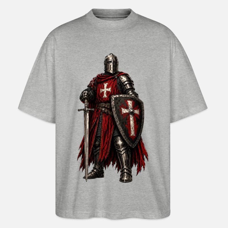 Chevalier de la Croix Pourpre - T-shirt bio Blaster 2.0 coupe oversize Stanley/Stella Unisexe - gris chiné
