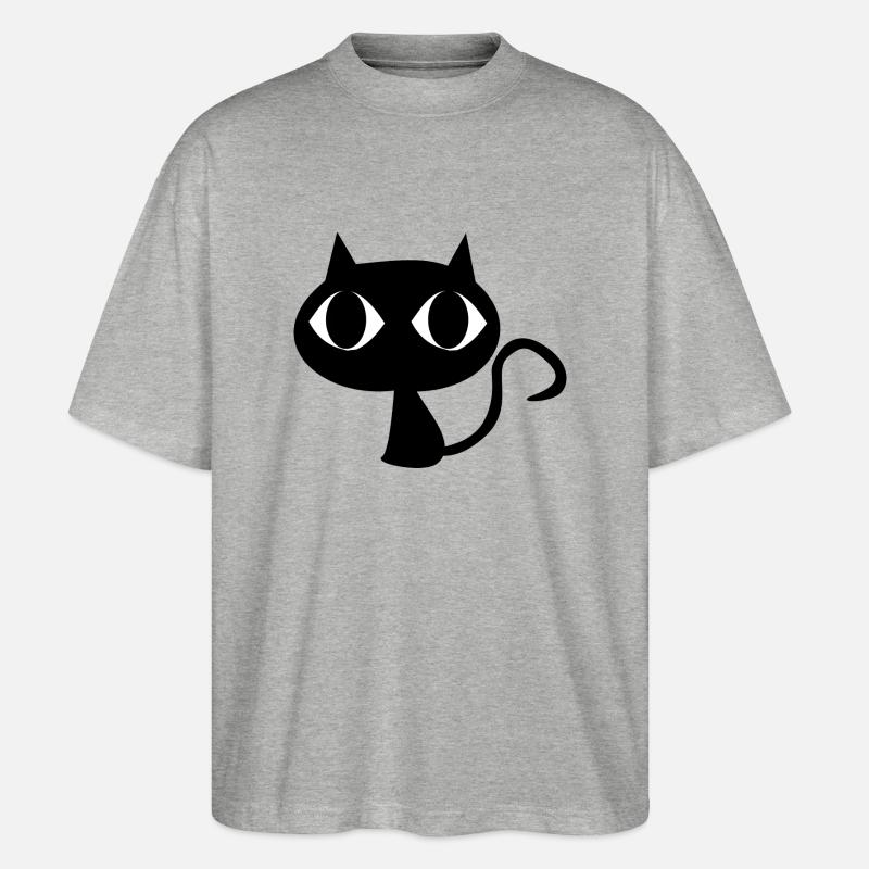 Schwarze Katze - Stanley/Stella Oversized Unisex Bio T-Shirt Blaster 2.0 - Grau meliert