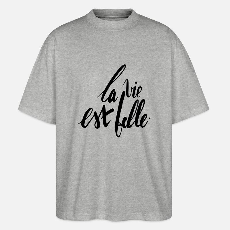 DAS LEBEN IST WUNDERSCHOEN - Stanley/Stella Oversized Unisex Bio T-Shirt Blaster 2.0 - Grau meliert