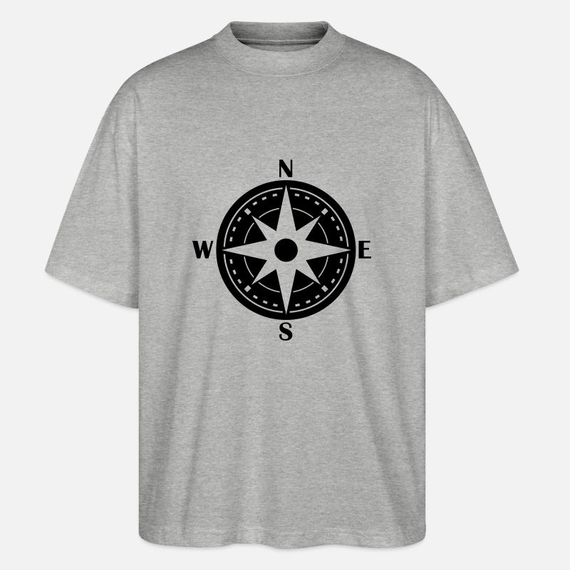 kompass_02 - Stanley/Stella Oversized Unisex Bio T-Shirt Blaster 2.0 - Grau meliert