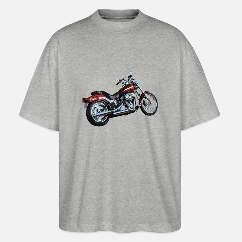 rotes Motorrad Geschenk Geschenkidee - Stanley/Stella Oversized Unisex Bio T-Shirt Blaster 2.0 - Grau meliert