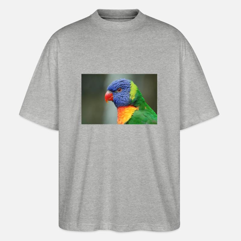 Honigpapagei alias Loris - Stanley/Stella Oversized Unisex Bio T-Shirt Blaster 2.0 - Grau meliert