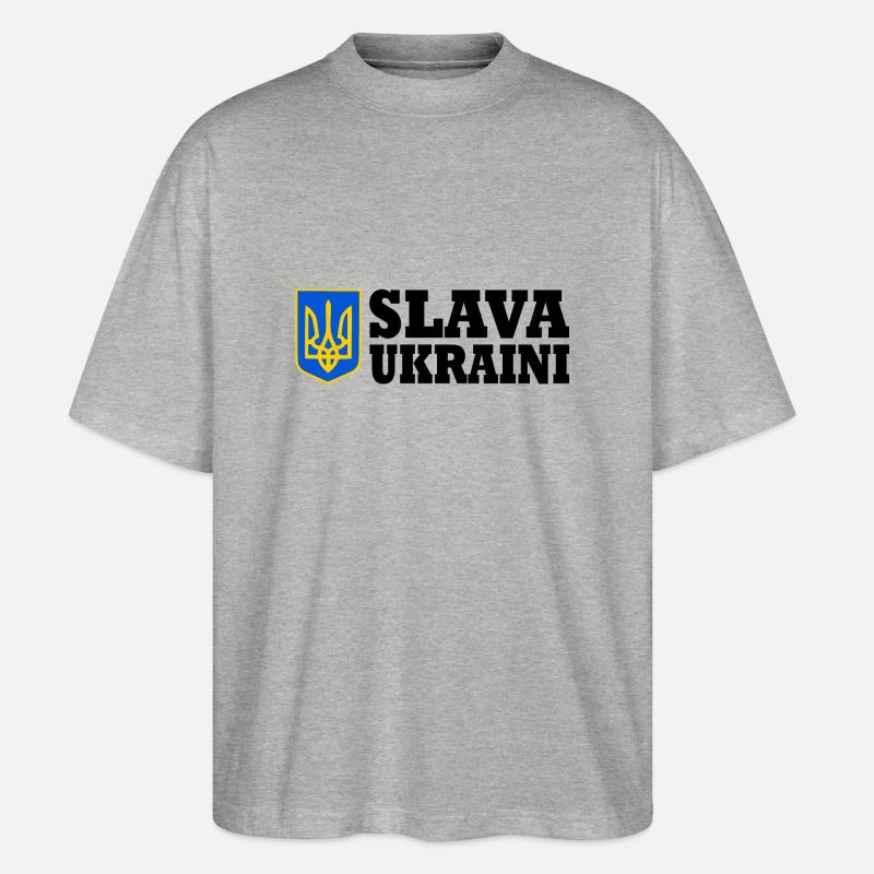 Slava ukraini - Stanley/Stella Oversized Unisex Bio T-Shirt Blaster 2.0 - Grau meliert