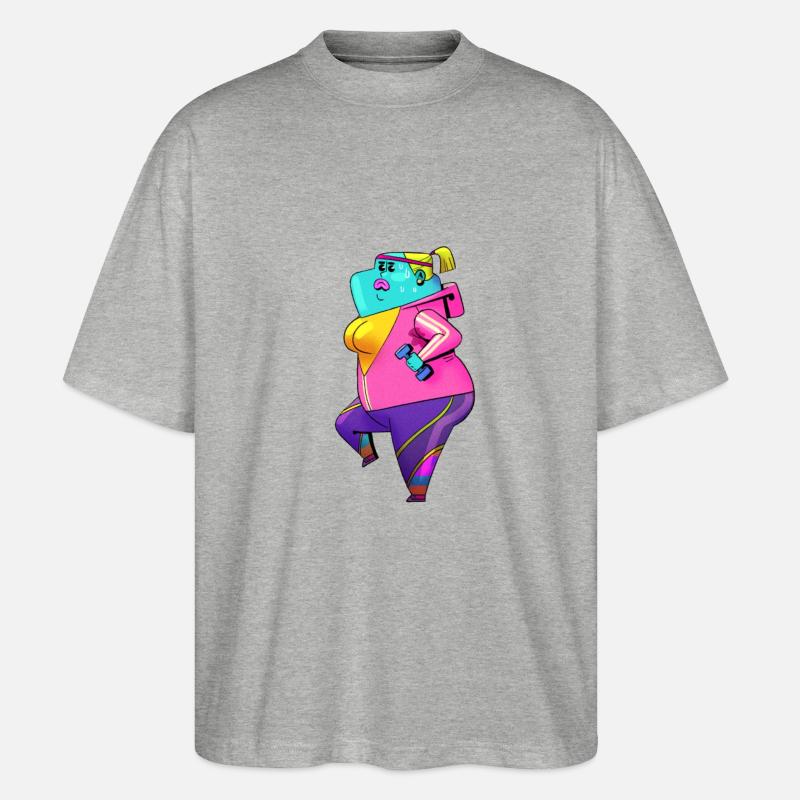 Verschwitzte Dame - Stanley/Stella Oversized Unisex Bio T-Shirt Blaster 2.0 - Grau meliert