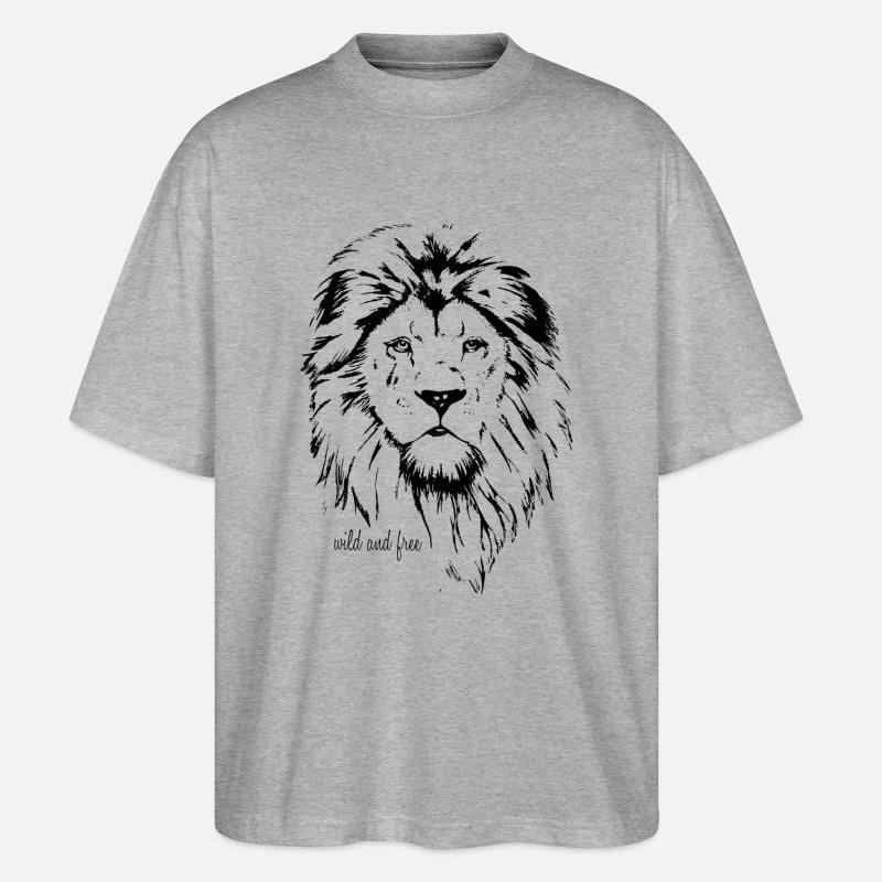 Löwe - Stanley/Stella Oversized Unisex Bio T-Shirt Blaster 2.0 - Grau meliert