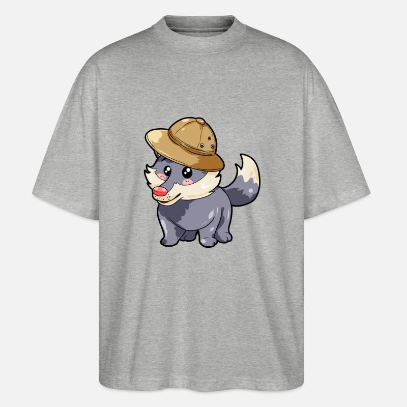 Jäger Wolf - Stanley/Stella Oversized Unisex Bio T-Shirt Blaster 2.0 - Grau meliert