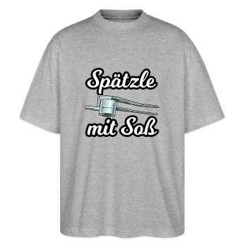 Spätzle mit Soß für einen Schwabe Stuttgarter - Stanley/Stella Oversized Unisex Bio T-Shirt Blaster 2.0 - Grau meliert - Vorne - Alina (178cm) & Michal (187cm)