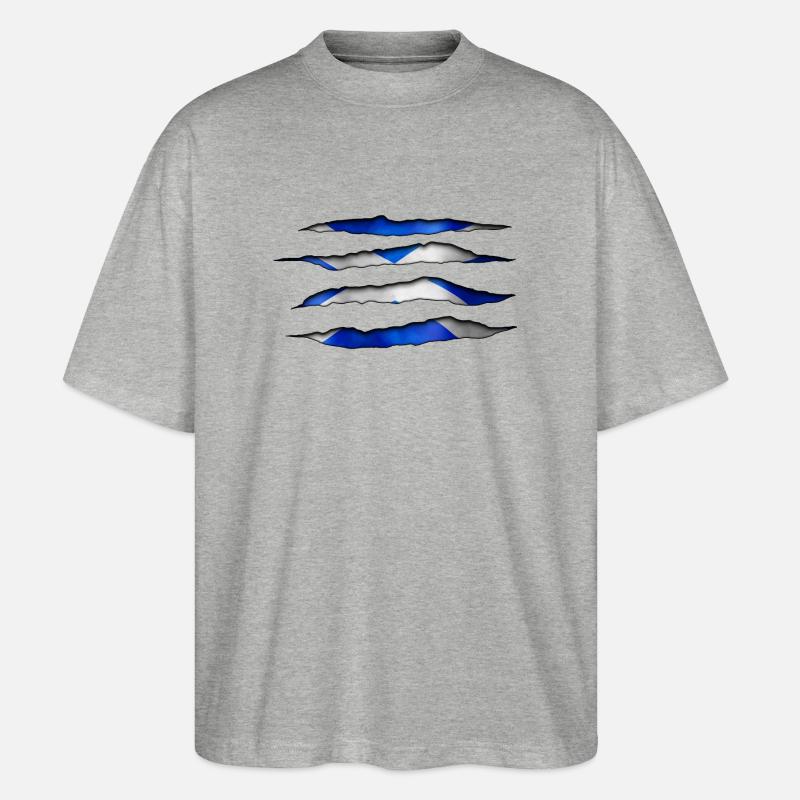 Schottland Aufgerissen 003 AllroundDesigns - Stanley/Stella Oversized Unisex Bio T-Shirt Blaster 2.0 - Grau meliert