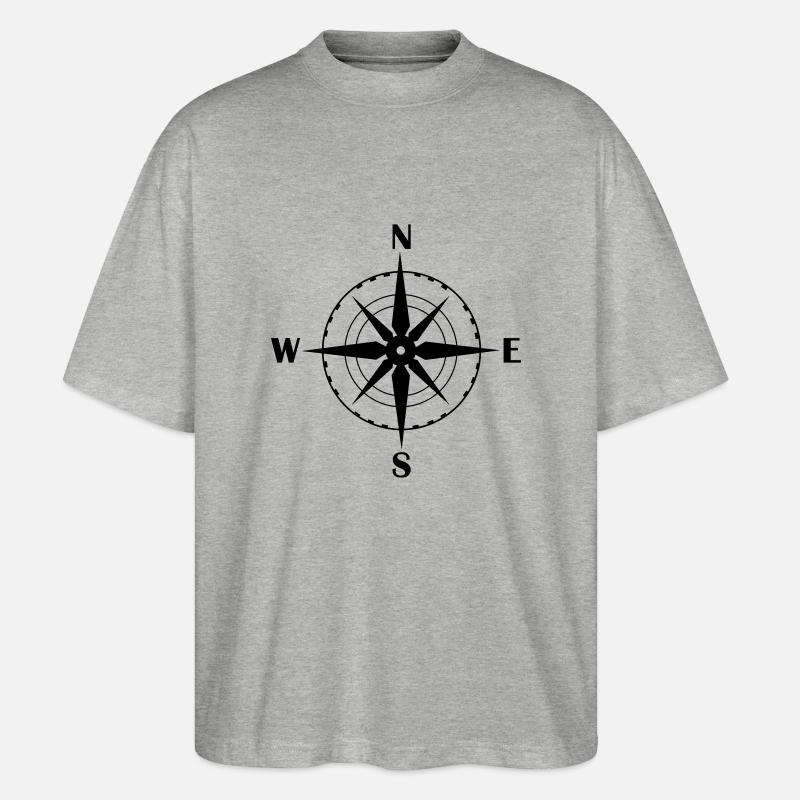 kompass_01 - Stanley/Stella Oversized Unisex Bio T-Shirt Blaster 2.0 - Grau meliert
