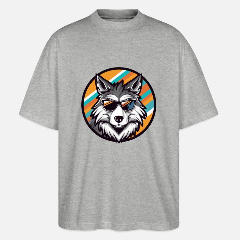 Wolf Comic Cool - Stanley/Stella Oversized Unisex Bio T-Shirt Blaster 2.0 - Grau meliert