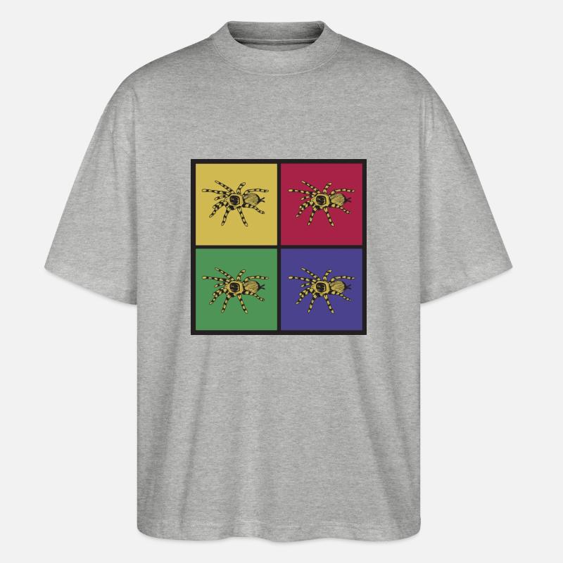 Tarentule d'araignée pop art - T-shirt bio Blaster 2.0 coupe oversize Stanley/Stella Unisexe - gris chiné