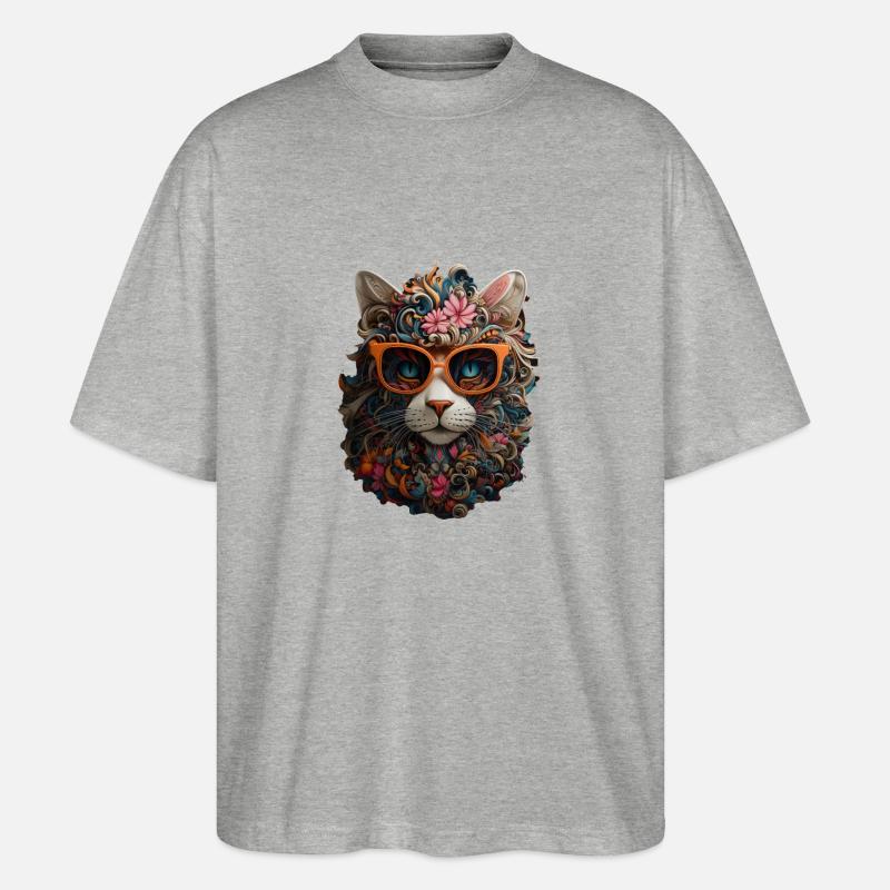 Katze - Stanley/Stella Oversized Unisex Bio T-Shirt Blaster 2.0 - Grau meliert