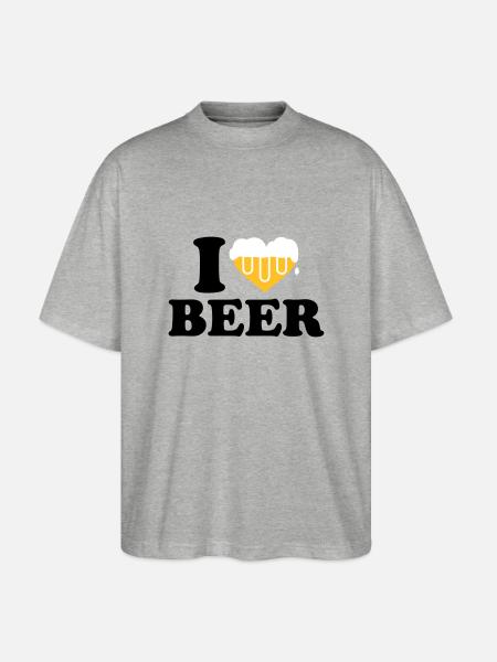 I love beer - Stanley/Stella Oversized Unisex Organic T-shirt Blaster 2.0 - heather grey