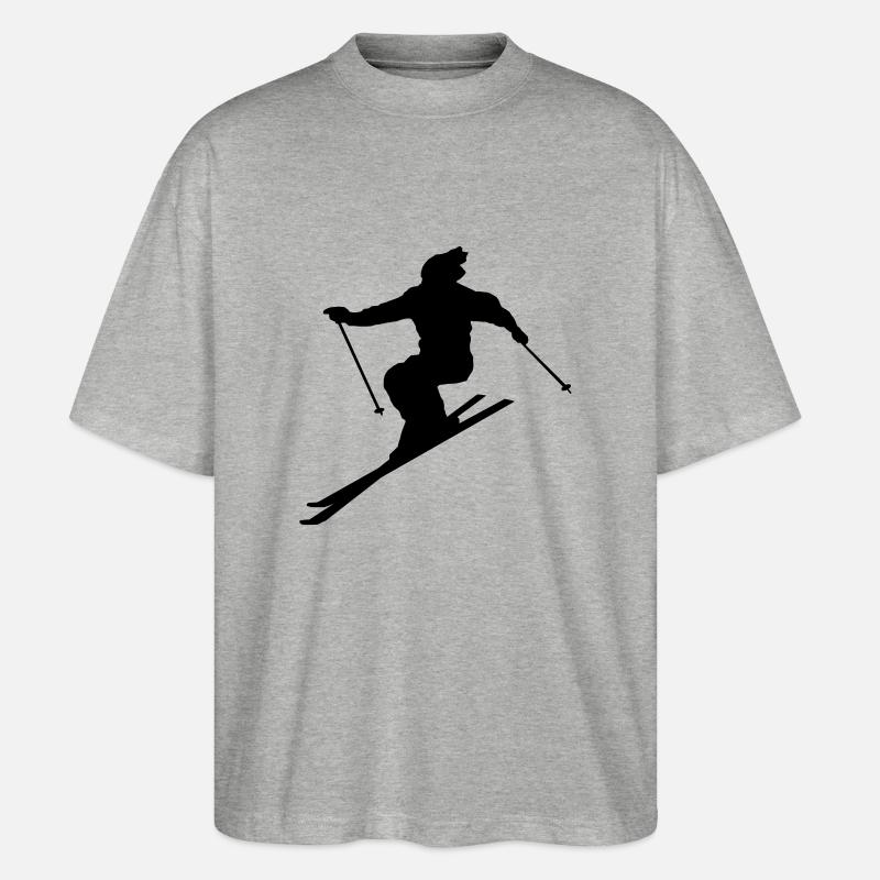 Skifahrer - Stanley/Stella Oversized Unisex Bio T-Shirt Blaster 2.0 - Grau meliert