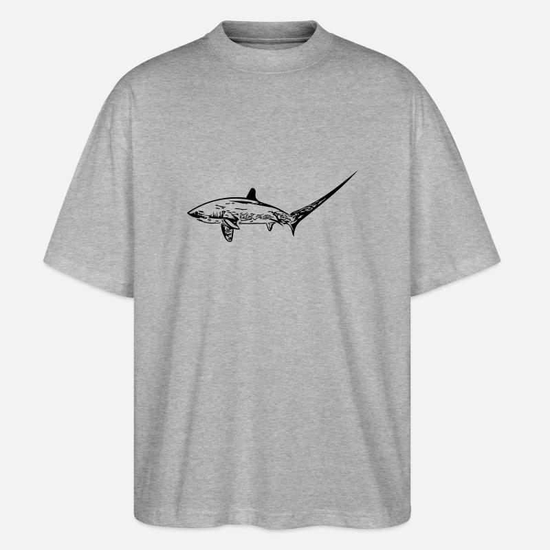 Requin renard élégant - T-shirt bio Blaster 2.0 coupe oversize Stanley/Stella Unisexe - gris chiné