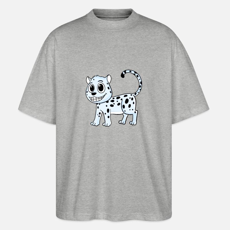 Schneeleopard Leopard - Stanley/Stella Oversized Unisex Bio T-Shirt Blaster 2.0 - Grau meliert