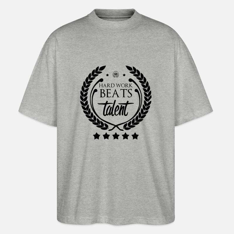 HARTE ARBEIT BEATS TALENT - Stanley/Stella Oversized Unisex Bio T-Shirt Blaster 2.0 - Grau meliert