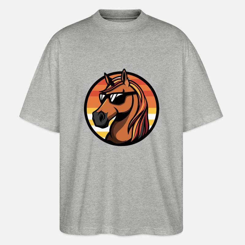 Pferd Cool Comic - Stanley/Stella Oversized Unisex Bio T-Shirt Blaster 2.0 - Grau meliert