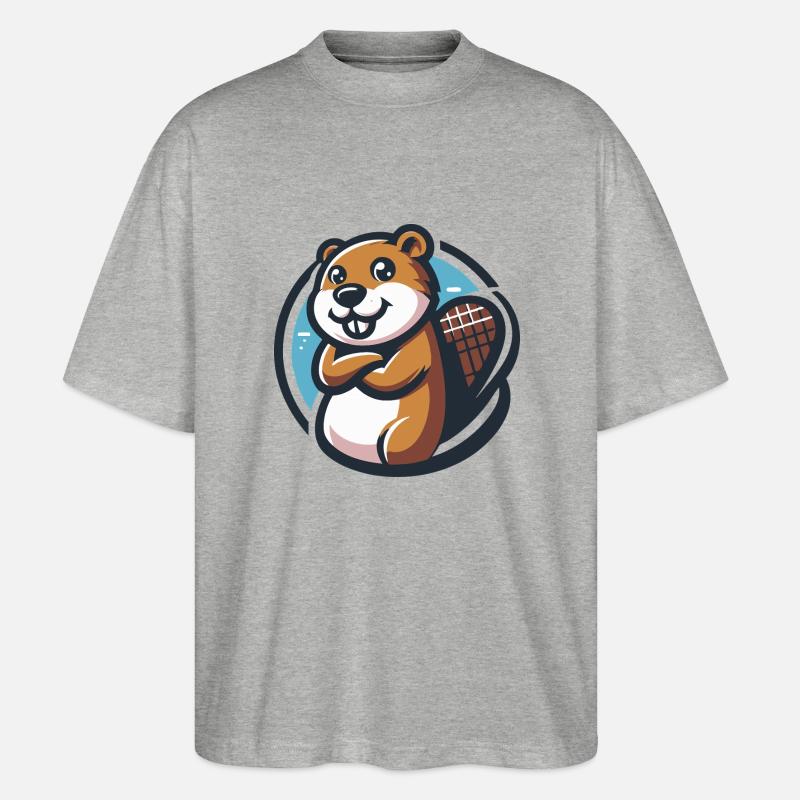 Biber baut dort - Stanley/Stella Oversized Unisex Bio T-Shirt Blaster 2.0 - Grau meliert