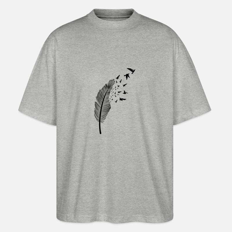 Feder und Vogel - Stanley/Stella Oversized Unisex Bio T-Shirt Blaster 2.0 - Grau meliert