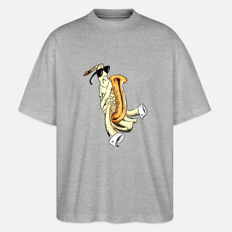 Crazy Saxophone - Stanley/Stella Oversized Unisex Bio T-Shirt Blaster 2.0 - Grau meliert