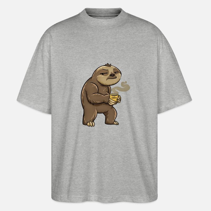 Sloth Coffee - Stanley/Stella Oversized Unisex Organic T-shirt Blaster 2.0 - heather grey