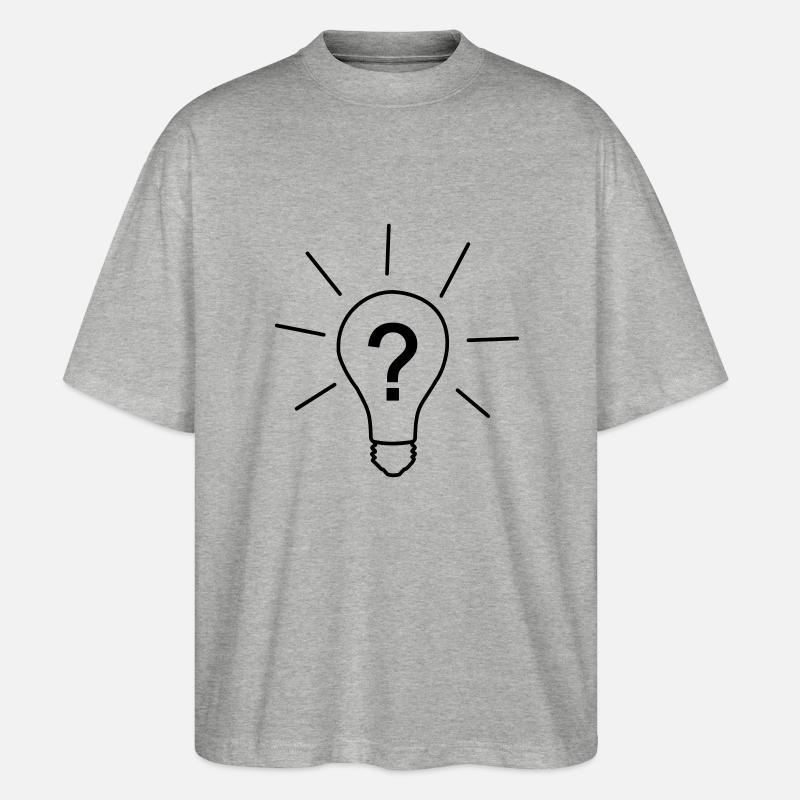 Glühbirne mit Fragezeiche - Stanley/Stella Oversized Unisex Bio T-Shirt Blaster 2.0 - Grau meliert