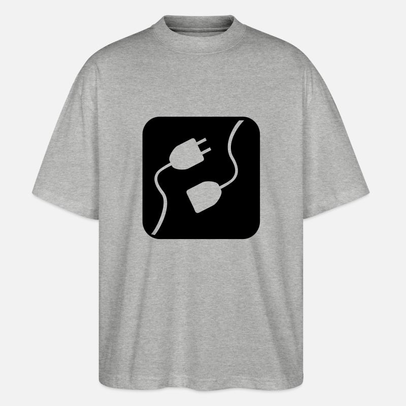 Strom,Elektrizität,Stromkabel,Stecker - Stanley/Stella Oversized Unisex Bio T-Shirt Blaster 2.0 - Grau meliert