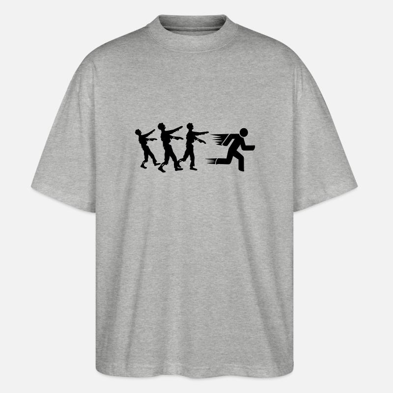 Run From Zombies - Stanley/Stella Oversized Unisex Bio T-Shirt Blaster 2.0 - Grau meliert
