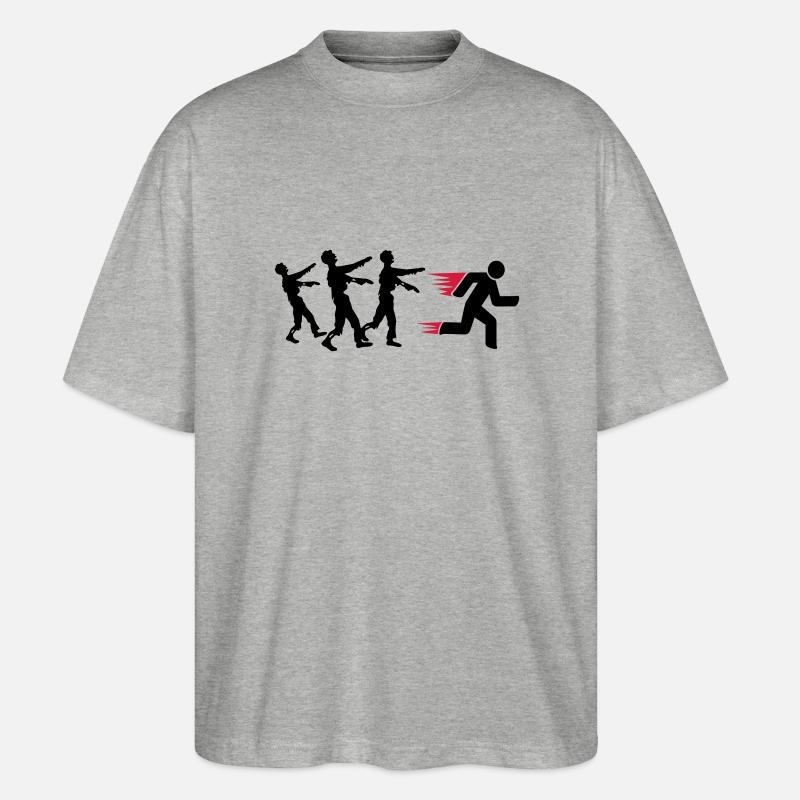 Run From Zombies - Stanley/Stella Oversized Unisex Bio T-Shirt Blaster 2.0 - Grau meliert