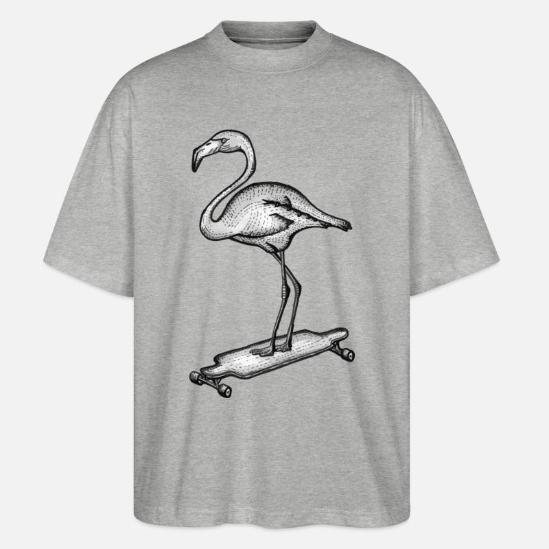 Flamingo Longboard - Stanley/Stella Oversized Unisex Bio T-Shirt Blaster 2.0 - Grau meliert