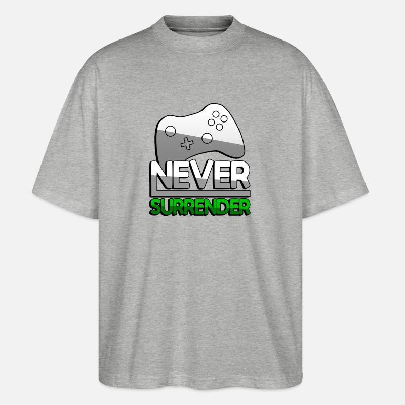 NEVER SURRENDER (Grün) + Controller - Gaming - Stanley/Stella Oversized Unisex Bio T-Shirt Blaster 2.0 - Grau meliert