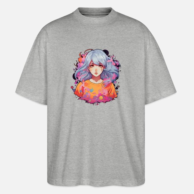 Fille d’anime - T-shirt bio Blaster 2.0 coupe oversize Stanley/Stella Unisexe - gris chiné