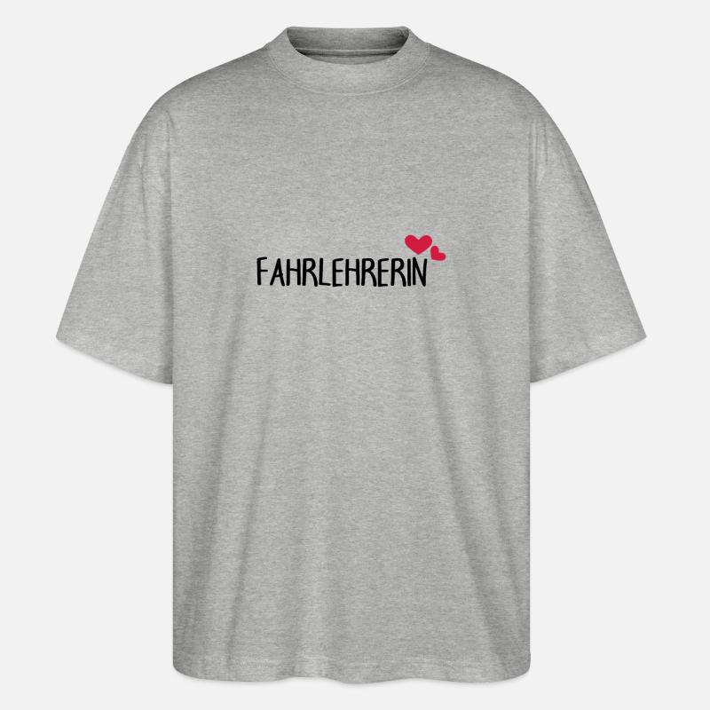 Fahrlehrerin Herz - Stanley/Stella Oversized Unisex Bio T-Shirt Blaster 2.0 - Grau meliert