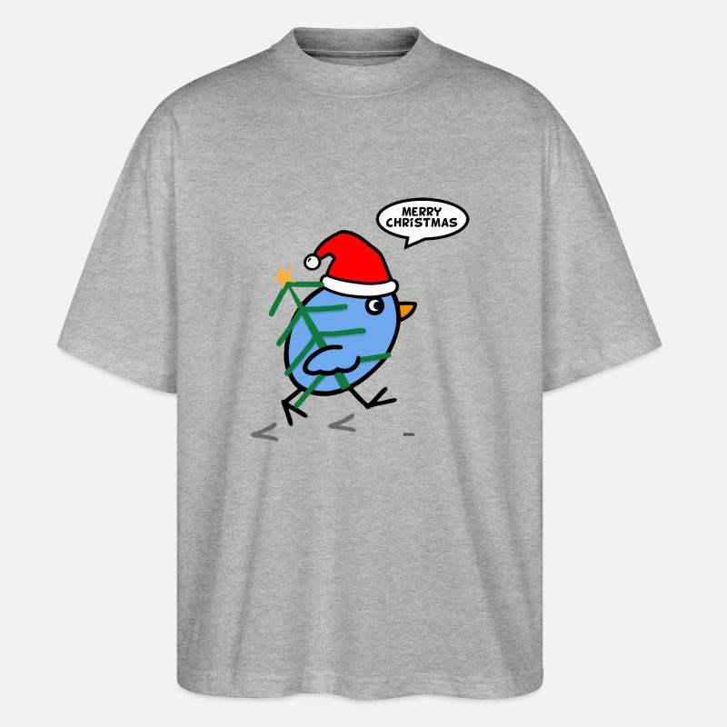 Vogel Christmas - Stanley/Stella Oversized Unisex Bio T-Shirt Blaster 2.0 - Grau meliert