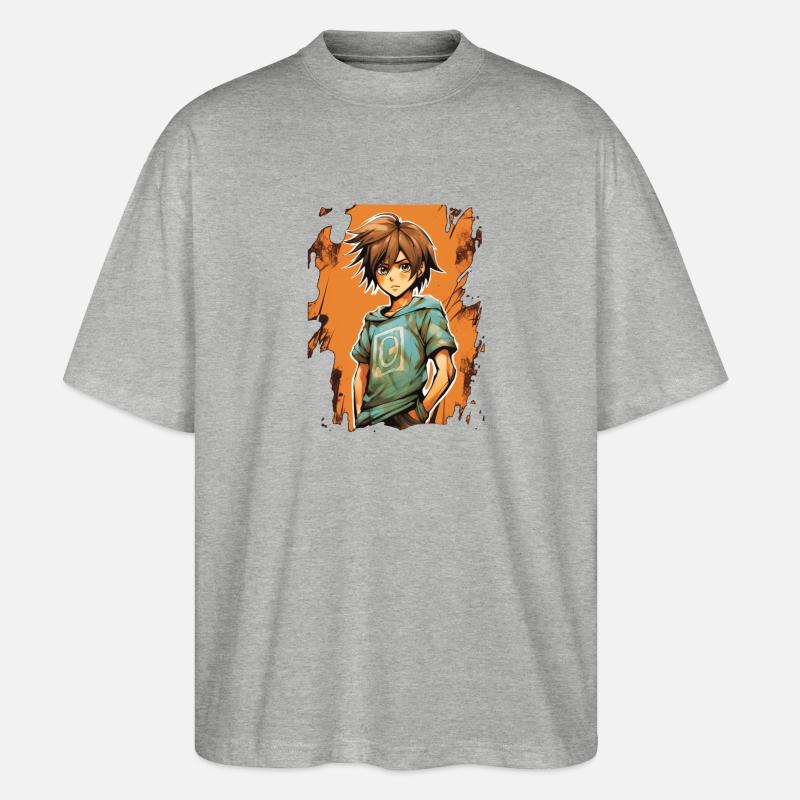 Garçon d’anime - T-shirt bio Blaster 2.0 coupe oversize Stanley/Stella Unisexe - gris chiné