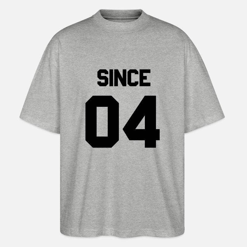 Together since 2004 Paarshirt - Stanley/Stella Oversized Unisex Bio T-Shirt Blaster 2.0 - Grau meliert