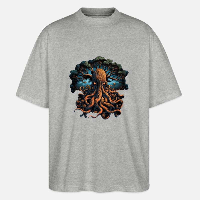 Oktopusbaum 3 - Stanley/Stella Oversized Unisex Bio T-Shirt Blaster 2.0 - Grau meliert