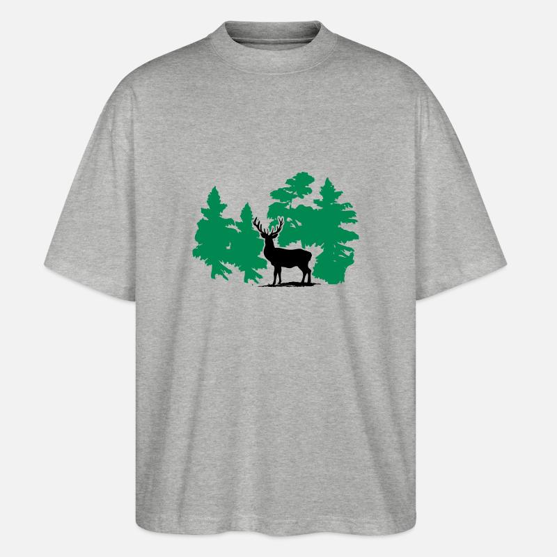 Hirsch - Deer - Stanley/Stella Oversized Unisex Bio T-Shirt Blaster 2.0 - Grau meliert