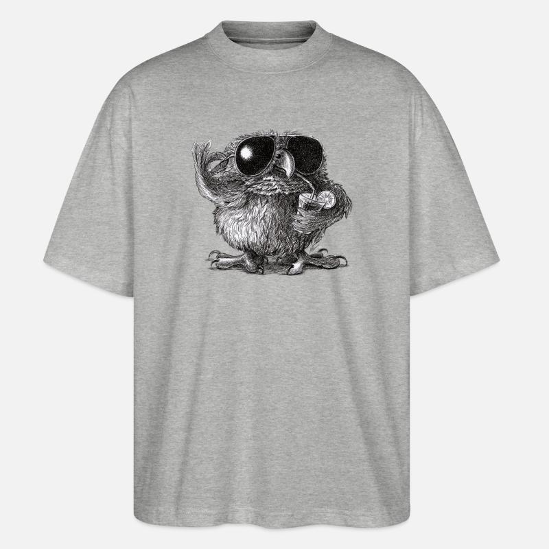 Coole Eule - Stanley/Stella Oversized Unisex Bio T-Shirt Blaster 2.0 - Grau meliert