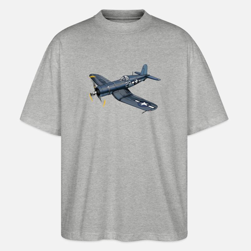 F4U Corsair - Stanley/Stella Oversized Unisex Bio T-Shirt Blaster 2.0 - Grau meliert