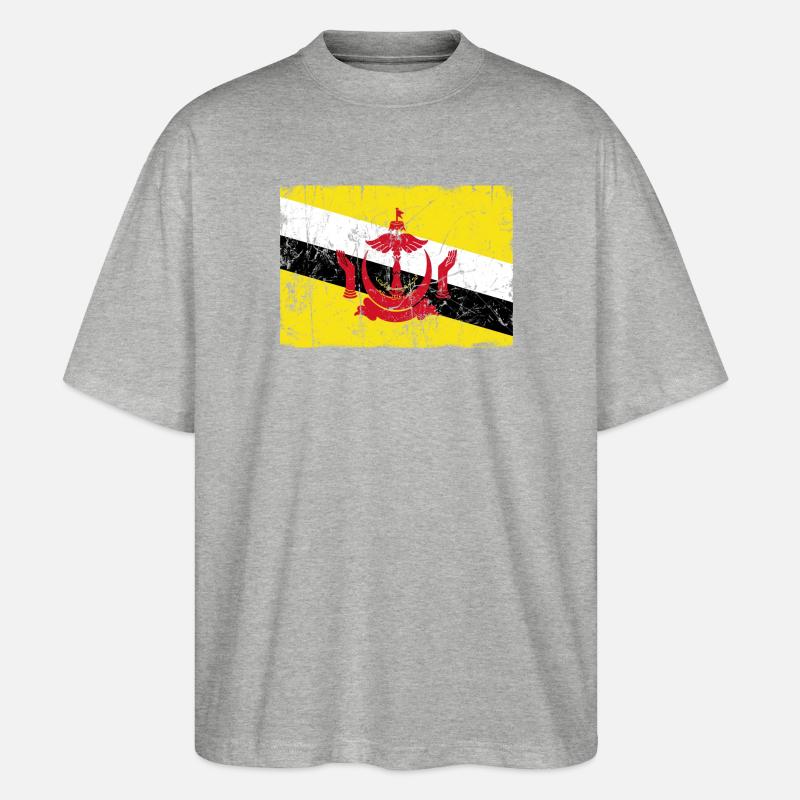 Brunei-Flaggenweinleseeffekt - Stanley/Stella Oversized Unisex Bio T-Shirt Blaster 2.0 - Grau meliert