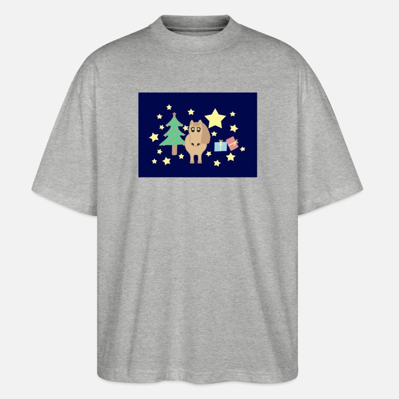Pferd Pony Weihnachten blau - Stanley/Stella Oversized Unisex Bio T-Shirt Blaster 2.0 - Grau meliert