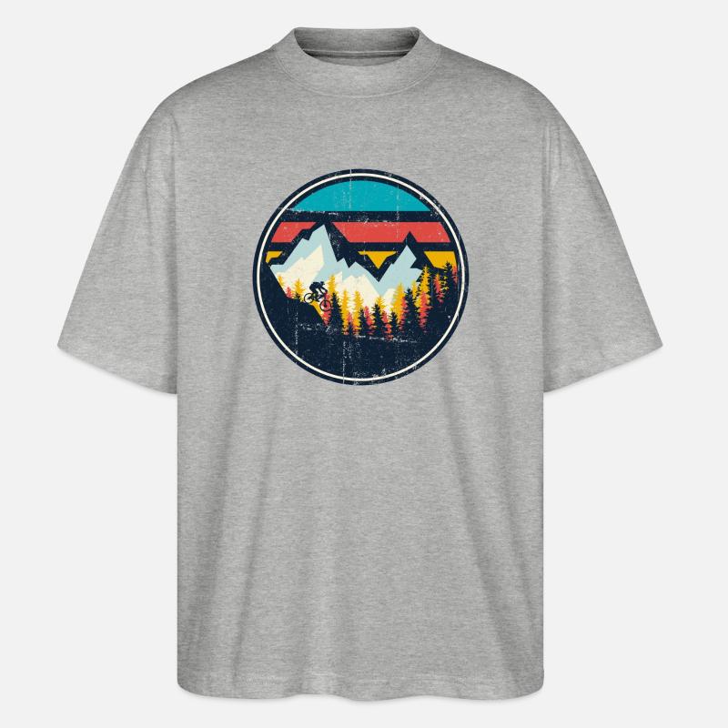 Mountain MTB Sunset Circle - Stanley/Stella Oversized Unisex Bio T-Shirt Blaster 2.0 - Grau meliert